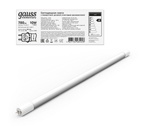 Лампа светодиодная Elementary T8 10W 780lm 4000K G13 600mm стекло поворотная LED 1/30  93020-R  Gauss