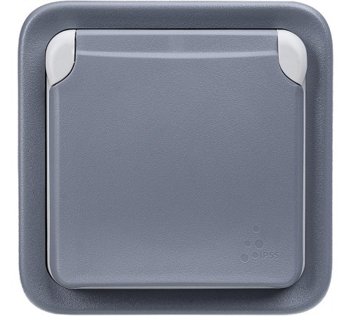 Plexo Серый Розетка с/з с крышкой винт. зажим наружный монтаж 16А (в сборе) IP55  069733  Legrand