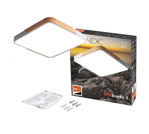 Светильник светодиодный бытовой PPB Sсandic-S 24w 4000K WH/W с деревянной планкой IP20 300*300*50  .5037298  JAZZWAY