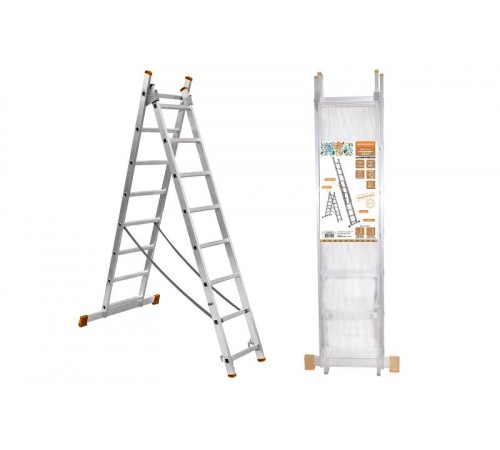 Лестница алюминиевая, ЛА2х7, 2х секционная х 7 ступеней, h=2880 мм, Народная  SQ1028-0201  TDM