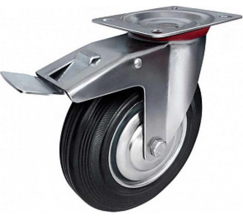 Колесо промышл. поворот. стал.ободс  резин шиной и роликоподшип., площадка, D100, б/т  - накл. Tech  151211  Tech-KREP