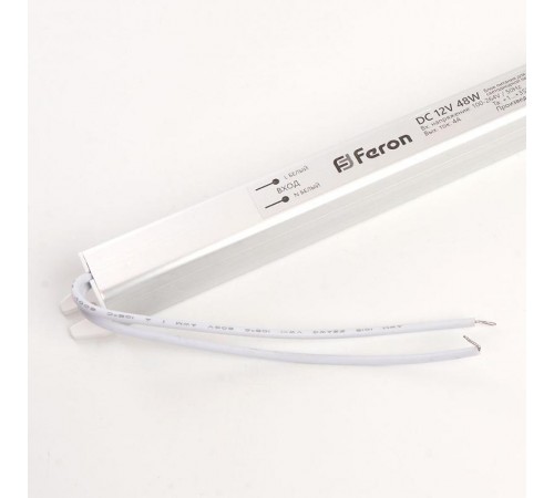Трансформатор электронный для светодиодной ленты LB001  48W 12V 260*18*17мм (ультратонкий драйвер)  41344  Feron