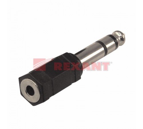 Переходник штекер стерео 6,3 мм - гнездо стерео 3,5 мм, пластик  14-0202  REXANT