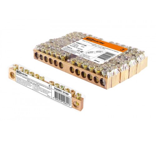 Шина "N" нулевая 6х9мм 12/2 (12 групп/крепеж по краям) инд. стикер  SQ0801-0160  TDM