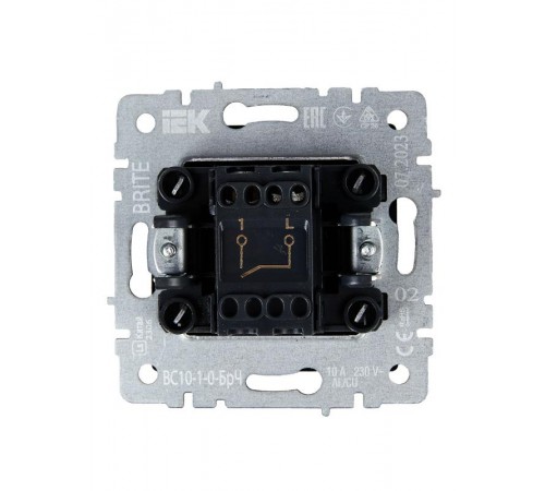 BRITE Выключатель 1-клавишный 10А ВС10-1-0-БрЧ черный  BR-V10-0-10-K02  IEK