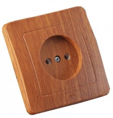 Розетка скрытой установки, одноместная, со шторкой, цвет дуб  РС16-302-05  HEGEL