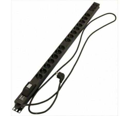 SHE-15SH-3IEC-B-2.5EU Блок розеток, вертикальный, 15 розеток Schuko, 3 розетки IEC320 C13, автоматический выкл,1040x44.4x44.4мм  396991  Hyperline