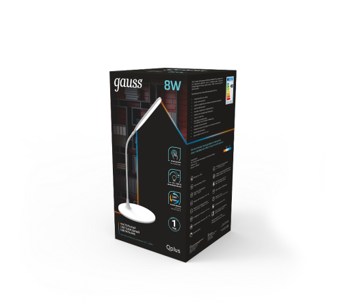 Светильник настольный Qplus GTL502 8W 500lm 3500-5500K 170-265V белый диммируемый LED 1/12  GT5021  Gauss
