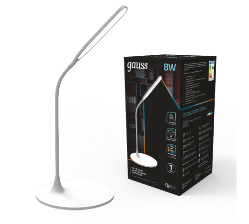 Светильник настольный Qplus GTL502 8W 500lm 3500-5500K 170-265V белый диммируемый LED 1/12  GT5021  Gauss