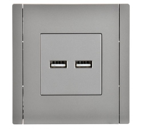 FORTE&PIANO Розетка USB A+A 3,1А FP549 сталь  FP-U21-D31-K46  IEK