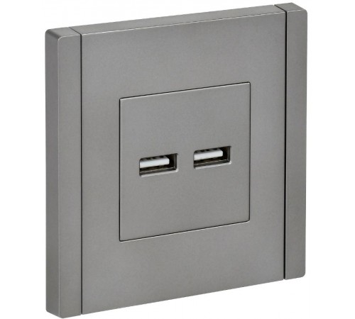 FORTE&PIANO Розетка USB A+A 3,1А FP549 сталь  FP-U21-D31-K46  IEK