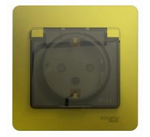 Glossa Фисташковый Розетка с заземлением со шторками с крышкой IP44 (в сборе)  GSL001048  SE
