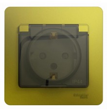 Glossa Фисташковый Розетка с заземлением со шторками с крышкой IP44 (в сборе)  GSL001048  SE