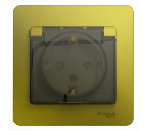 Glossa Фисташковый Розетка с заземлением со шторками с крышкой IP44 (в сборе)  GSL001048  SE