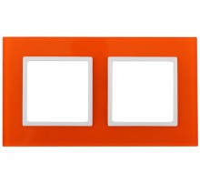 14-5102-22 Рамка на 2 поста, стекло, Эра Elegance, оранжевый+бел  Б0034495  ЭРА