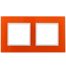 14-5102-22 Рамка на 2 поста, стекло, Эра Elegance, оранжевый+бел  Б0034495  ЭРА