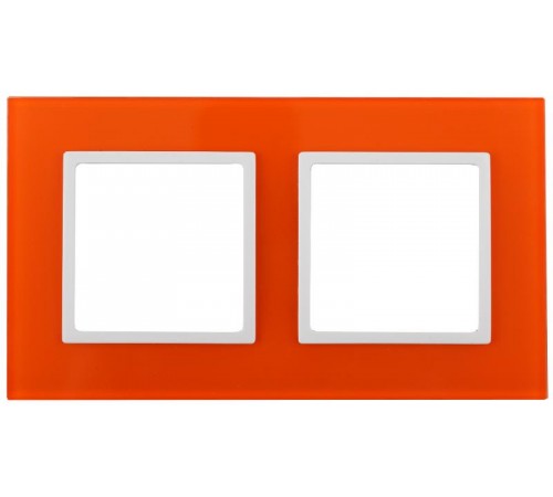 14-5102-22 Рамка на 2 поста, стекло, Эра Elegance, оранжевый+бел  Б0034495  ЭРА