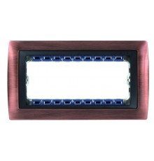 Simon 82 Рамка декоративная, (+суппорт), 8 узких (4 широких) модулей, S82C, Металл, античная медь-графит  82884-36  Simon