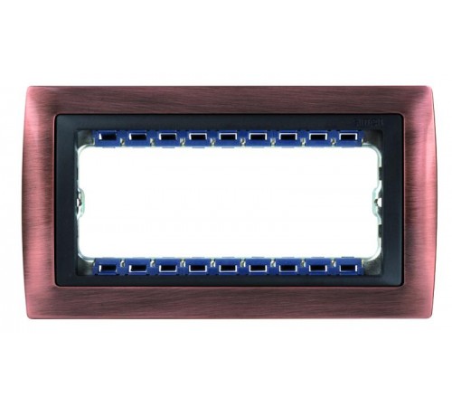 Simon 82 Рамка декоративная, (+суппорт), 5 узких (2 широких+1 узкий) модулей, S82C, Металл, античная медь-гра  82854-36  Simon