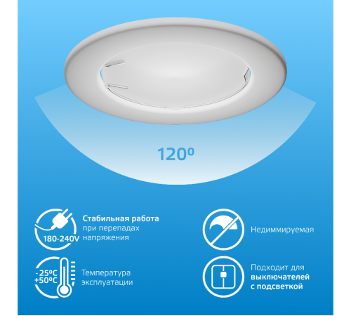 Лампа светодиодная LED 9Вт GU5.3 6500К Elementary MR16  13539  Gauss