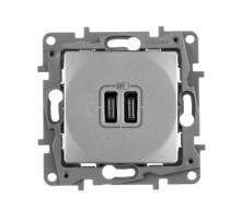 Зарядное устройство USB тип С / тип С - Legrand Etika - 3000мА 15Вт - алюминий  672435  Legrand
