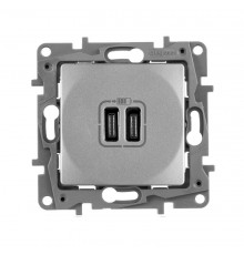 Зарядное устройство USB тип С / тип С - Legrand Etika - 3000мА 15Вт - алюминий  672435  Legrand