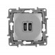 Зарядное устройство USB тип С / тип С - Legrand Etika - 3000мА 15Вт - алюминий  672435  Legrand