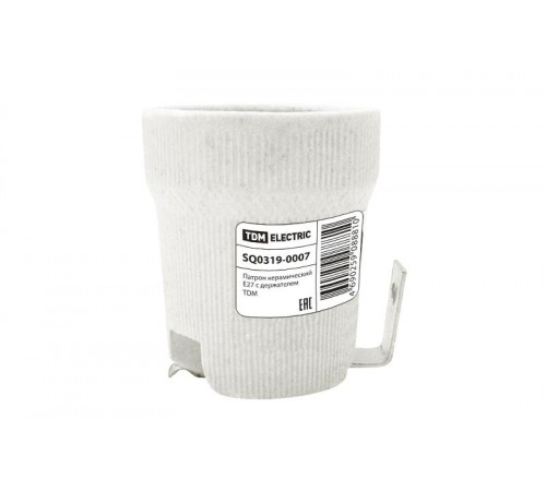 Патрон керамический Е27 с держателем  SQ0319-0007  TDM