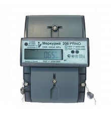 Счетчик Меркурий 206 PRNO 5-60А/220В (мнтар.) ЖКИ (DIN)