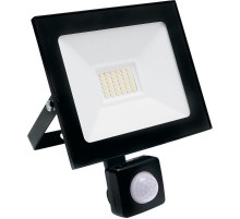 Прожектор светодиодный SFL80-30 с встроенным датчиком 2835SMD 30W 6400K AC220V/50Hz IP65, черный в компактном корпусе  29523  SAFFIT