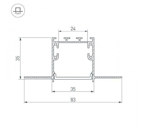 Профиль с экраном SL-LINIA32-FANTOM-2500 ANOD+FROST (Arlight, Алюминий)  031374  Arlight