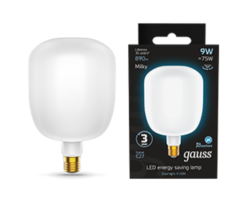 Лампа светодиодная Filament V140 9W 890lm 4100К Е27 milky LED 1/6  1015802209  Gauss