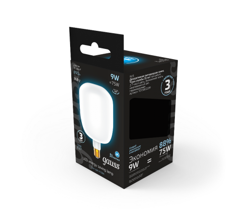 Лампа светодиодная Filament V140 9W 890lm 4100К Е27 milky LED 1/6  1015802209  Gauss