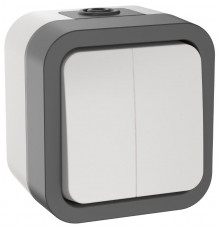 TORS Выключатель двухклавишный 10А IP55 TS205 белый  TS-V20-0-10-55-K41  IEK