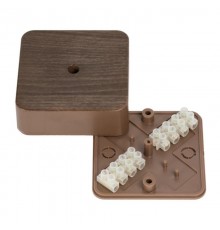 Коробка распределительная КМР-030-030кг (75х75х25) с клеммником тёмное дерево EKF PROxima  plc-kmr-030-030kg-t  EKF