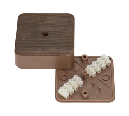 Коробка распределительная КМР-030-030кг (75х75х25) с клеммником тёмное дерево EKF PROxima  plc-kmr-030-030kg-t  EKF