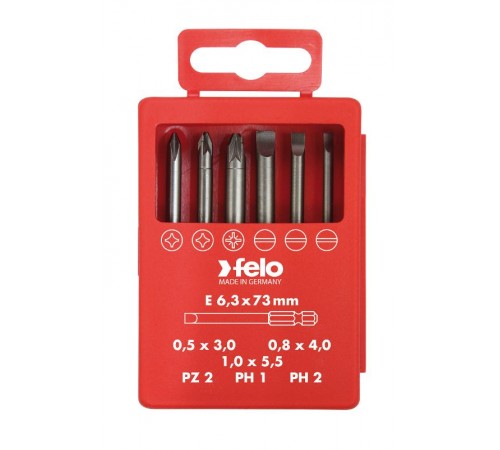 Набор бит SL/PZ/PH Industrial 73 мм в кейсе, 6 шт  03092716  Felo