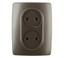 12-2107-13  Розетка 2-ая без заземления, 16A-250В, IP20, Эра12, бронза  Б0031245  ЭРА