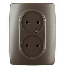 12-2107-13  Розетка 2-ая без заземления, 16A-250В, IP20, Эра12, бронза  Б0031245  ЭРА