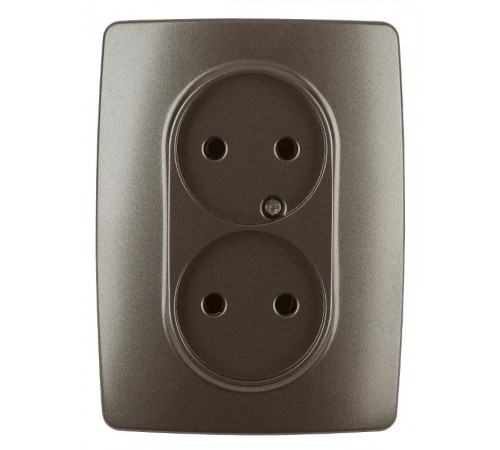 12-2107-13  Розетка 2-ая без заземления, 16A-250В, IP20, Эра12, бронза  Б0031245  ЭРА