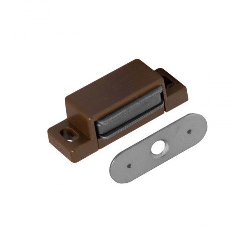 Защелка магнитная 2 кг одинарная с ответной планкой, коричневый - пакет Kre  112595  Tech-KREP