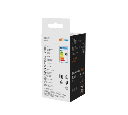 Лампа светодиодная Basic Filament А60 4,5W 300lm 2200К Е27 golden LED 1/10/40  1021245  Gauss