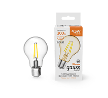 Лампа светодиодная Basic Filament А60 4,5W 300lm 2200К Е27 golden LED 1/10/40  1021245  Gauss