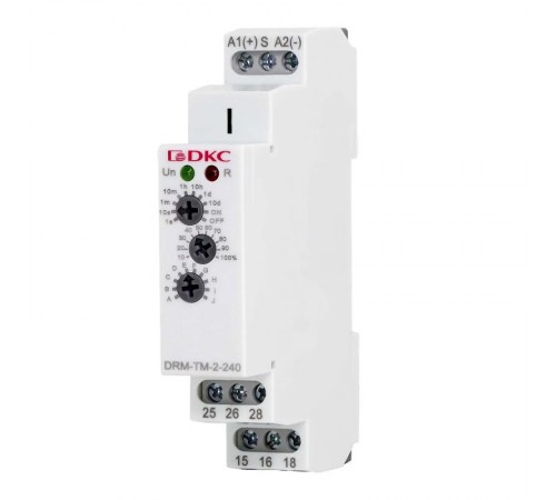 Реле времени многофункциональное, конфигурация контакта 2CO, AС/DC 12-240В  DRM-TM-2-240  DKC