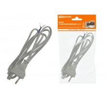 Шнур с плоской вилкой ШУ02 ШВВП 2х0,75мм2 1,7 м. серебр. металлик  SQ1305-0015  TDM