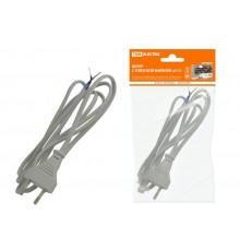 Шнур с плоской вилкой ШУ02 ШВВП 2х0,75мм2 1,7 м. серебр. металлик  SQ1305-0015  TDM