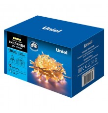 Гирлянда светодиодная  с эфф. мерцания, ULD-S1000-120/TWK WARM WHITE IP67   10м. соед. 120 светодиодная . 3000К шнур белый  UL-00003685  Uniel