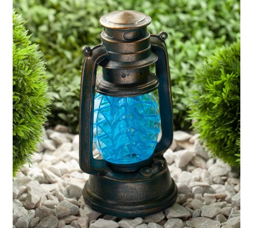 Cветильник садовый декоративный SL-RSN23-LANT-BU на солнечной батарее, полистоун, пластик, синий, 21,3 см  Б0032584  ЭРА