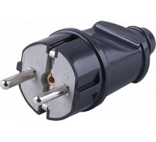 PPG16-42-201 Вилка прямая с/з, 250В, 16A, черный  32852  STEKKER