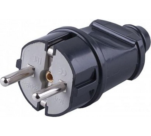 PPG16-42-201 Вилка прямая с/з, 250В, 16A, черный  32852  STEKKER